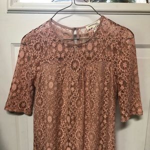 Women’s Monteau Small Lace Dress Blouse Peach